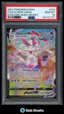 2021 POKEMON SWORD SHIELD EVOLVING SKIES 212/203 SYLVEON VMAX SECRET RARE PSA 10 - Image 1 of 4