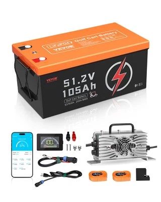 VEVOR 48V 105Ah Golf Cart Lithium Battery 20A Charger LCD Monitor & 4000+ Cycle - Image 1 of 4