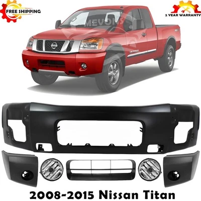 Front Bumper Face Bar Paintable Steel & Lower Grille For 2008-2015 Nissan Titan - Image 1 of 4