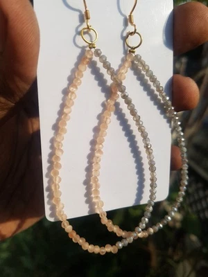 Pietra di luna pesca silverite gemma pendente argento sterling 925... - Immagine 1 di 4