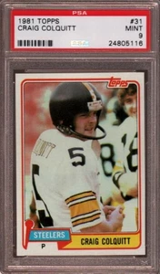 1981 TOPPS # 31 CRAIG COLQUITT ☆RARE☆ PITTSBURGH STEELERS PSA 9 MINT - Bild 1 von 1