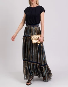 RRP €1770 PETER PILOTTO Metallic Chiffon Maxi Skirt UK6 IT38 US2 XS Silk Blend - Picture 1 of 8