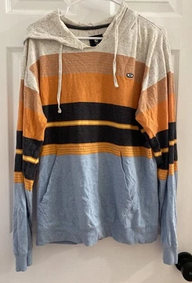 Camisa Billabong Para Hombres Grande Azul Multicolor Rayas Bloque de Color Sudadera con Capucha Pullover Foto 1 de 4