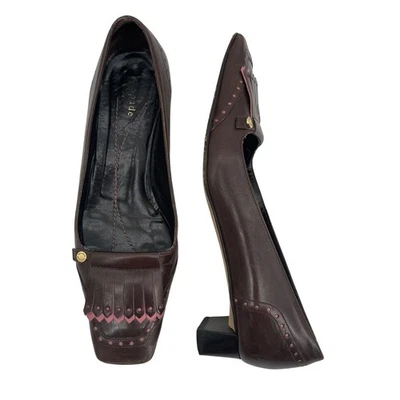 Mocasines Kate Spade New York Talla 6.5 Cuero Flecos Borla Marrón Rosa Tacón Bajo Foto 1 de 4
