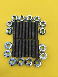 16x 8mm x 1.25”x 40mm Exhaust Manifold Studs+ [16) 8mm X 1.25 Serrated Lock Nuts - Picture 1 of 2