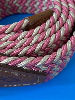 Cinturón de cuero trenzado 40 ajustable para hombre vintage años 90 DM rosa y hueso Foto 1 de 4