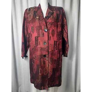 * Chico's Design maroon gold long jacket - Picture 1 of 9
