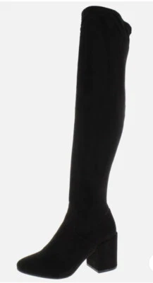 Bar lll Gabrie 过膝靴 9.5 码黑色人造麂皮绒粗跟新品 — 第 1/3 张图片