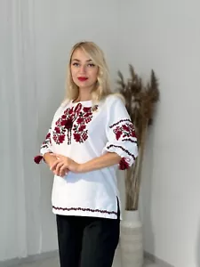 HANDMADE EMBROIDERY Ukraininan national blouse Vyshyvanka - Picture 1 of 7