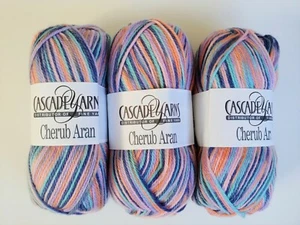 Cascade Yarns Cherub Aran Multis Yarn Lot Flowers #527 Pink Blue Orange Teal - Picture 1 of 3