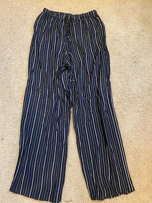 Pantalones De Colección Y2k Tiro Bajo Pierna Ancha Rayas Negros Blancos Rampage Boho Playa Talla M Foto 1 de 2