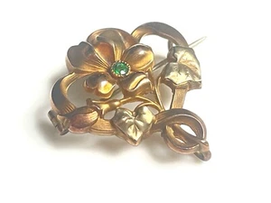 Ancien Broche Plaqué Art Nouveau Antique Gold Plated Brooch Spilla Brosche - Imagen 1 de 5