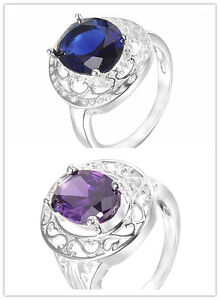NEW Jewelry Men/Women 925 Sterling Silver Plated Amethyst CZ Fashion Size 8 Ring