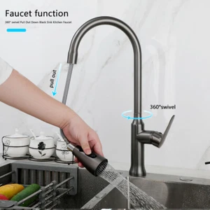 Grifo rociador extraíble de cocina con caño giratorio para fregadero mezclador grifos montaje en cubierta - Imagen 1 de 68
