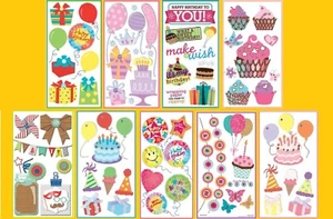 U CHOOSE Sandylion Essentials BIRTHDAY Stickers Boys Girls Balloons Party Cake - Picture 1 of 10