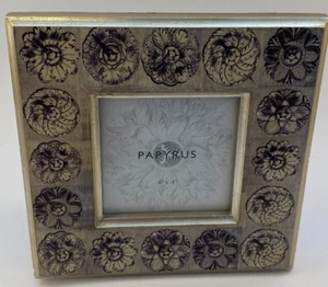 Papyrus 4 x 4 Photo Frame Metallic Blue White Brocade - NEW - Picture 1 of 5