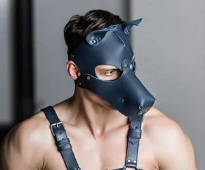 Máscara de perro con hocico desmontable - Azul oscuro - Imagen 1 de 2