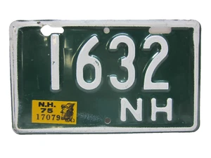 1975 NEW HAMPSHIRE MOTORCYCLE LICENSE PLATE "1632" VG COND as pictured - Picture 1 of 1