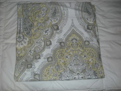 Занавеска для душа Tahari из хлопковой смеси желтая серая белая усиленная пейсли 71 x 73 дюйма - Изображение 1 из 3