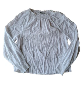 MARCS Shirt Womens Size 12 White Smocked Ruffle Viscose Peasant Casual Blouse - Picture 1 of 17