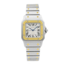 Cartier Santos Galbee 18k Yellow Gold Steel White Dial Mens Watch W20099C4