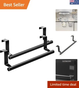 Black Stainless Steel Towel Rack for Easy-Access Cabinet Door Storage - 2Pcs Set - Picture 1 of 10