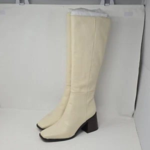 Sam Edelman Wade kniehohe moderne elfenbeinfarbene Stiefel mit Blockabsatz Größe 10 - Bild 1 von 7