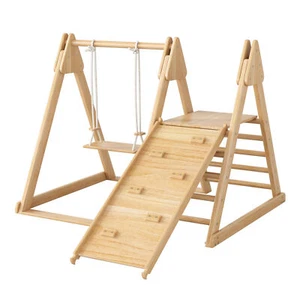 Kinderschaukel Schaukelgestell, Rutsche und Schaukel für Kinder, Holzspielzeug - Bild 1 von 18
