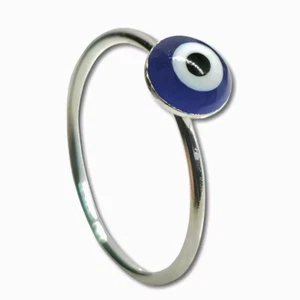 Anello naso malocchio 8 mm smalto Nazar 22 g (0,6 mm) gioielli in argento ste... - Foto 1 di 14