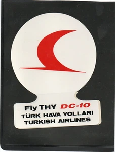 Etiqueta adhesiva vintage de equipaje de aerolínea DC-10 McDonnell Douglas Turkish Airlines - Imagen 1 de 2