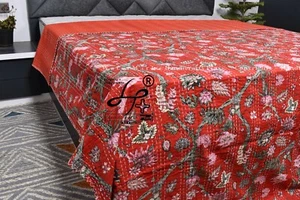 Indischer Bettbezug 100 % Baumwolle Kantha Steppdecken Mehrfarbig Gudari King Bettwäsche Überwürfe - Bild 1 von 77
