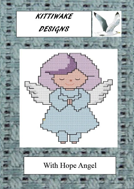With Hope Angel Cross Stitch Kit. Kittiwake Beginners Cross Stitch Kit