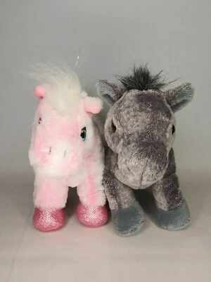 GANZ Webkins Grey Arabian & Pink Pony Beanie Plush Stuffed Animal Toys - Image 1 of 4