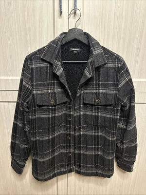 Chaqueta de franela forrada de vellón gris express Foto 1 de 4