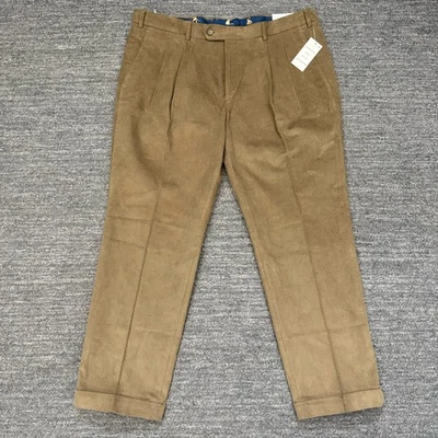 Pantalones de pana Lauren Ralph Lauren para hombre 38X29 marrón camel plisados con puños preppy Foto 1 de 4