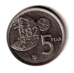 ESPAÑA 5 pesetas 1975 *80* Mundial - DURO DEL ERROR DEL MUNDIAL FUTBOL 82 - Picture 1 of 2