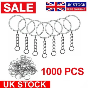 1000pcs Silver Keyring Blanks Tone Key Chains Open Split Jump Ring 4 Link Tags - Picture 1 of 9