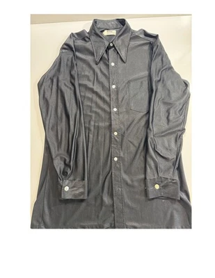 Camisa Muy Negra Med-ML Acetato Años 60-70 - Bonito Material Liso Foto 1 de 4