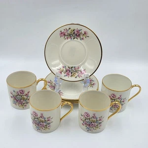Kuba Porzellan Horst Kuba Set of 4 Espresso Demitasse Cup Saucer Gold Trim - Picture 1 of 14
