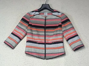Halogen Damen XX Small Tweed Sakko Blazer Cropped Orange Schwarz Hellbraun Reißverschluss - Bild 1 von 9
