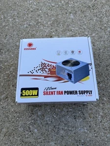Coolmax V-500 500W 12v 120mm Silent Fan Power Supply, New/Open Box - Afbeelding 1 van 5