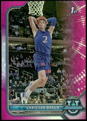 2021-22 Bowman University #6 Christian Braun Pink Rookie E1 - Image 1 of 2