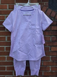 NWT Laundau Pro Flex Scrub Set For Women *Top Small* Pants Petite Small* Orchid - Picture 1 of 12