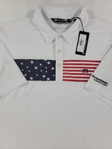 NEW Travis Mathew Sea To Sea Flag Polo Shirt Men’s Large Firestone Country Club - Picture 1 of 13