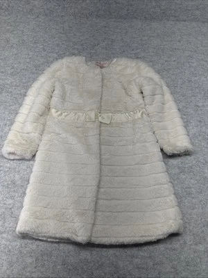 Abrigo Largo Colección Biscotti Niñas Talla 6 Piel Sintética Elegante Formal Beige Off White Foto 1 de 4