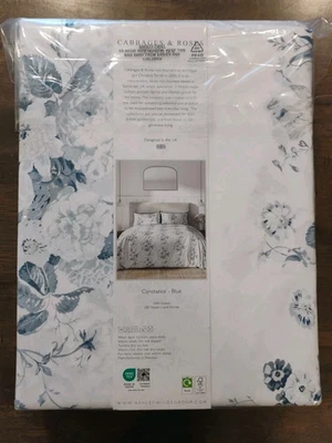Conjunto de Edredom Queen Cabbages & Roses London Azul Constance 100% Algodão Floral com Fasa - Imagem 1 de 4