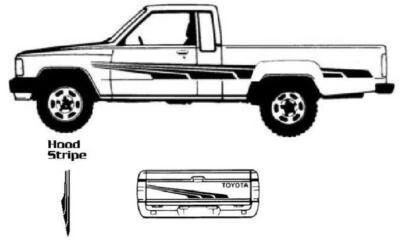 Calcomanía adhesiva gráfica vintage a rayas para camión Toyota SR5 1986 3m Foto 1 de 3