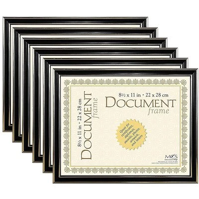 Paquete de 6 marcos de documentos económicos MCS 8-1/2x11 negros con adornos dorados Foto 1 de 2
