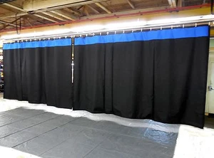 Lot of (2) Stage Curtain/Backdrop, 10 H x 15 W, Non-FR, Black w/ Accent Color - Picture 1 of 5