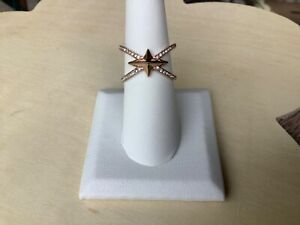 Michael Kors Star X Ring Size 7 Rose Gold Plated Pave Crystal Modern Signed